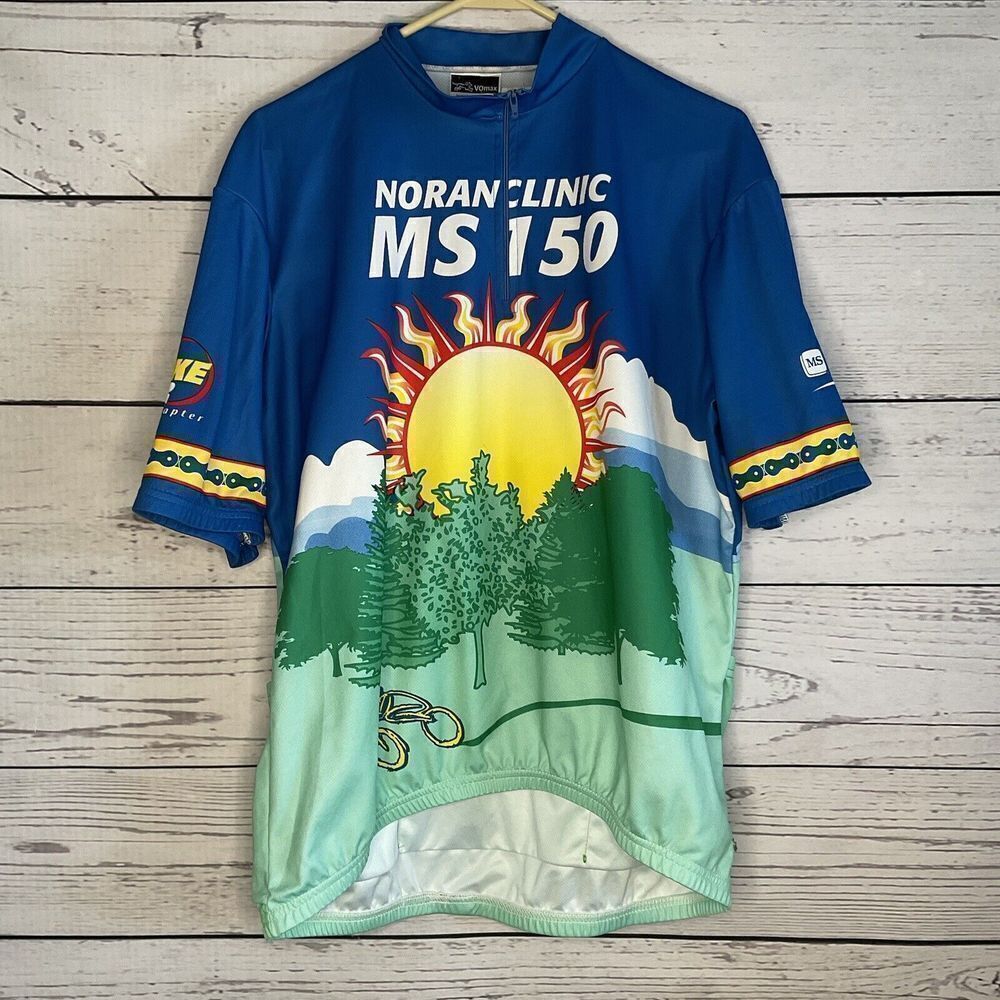 Athletic Biking Cycling Vomax Jersey size XL(5) Blue Green 1/3 zip‎